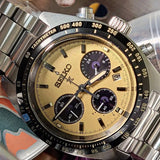 Seiko Prospex Speedtimer Solar Chronograph Gold Dial Silver Steel Strap Watch for Men - SSC817