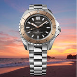 Seiko Prospex Polygonal Sea Diver Automatic Black Dial Silver Steel Strap Watch for Men - SPB485J1