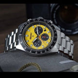 Seiko Prospex Speedtimer Solar Chronograph Yellow Dial Silver Steel Strap Watch for Men - SSC929