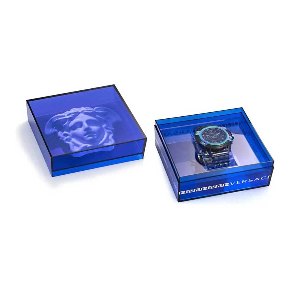 Versace Icon Active Chronograph Black Dial Grey Silicone Strap Watch for Men - VEZ701022