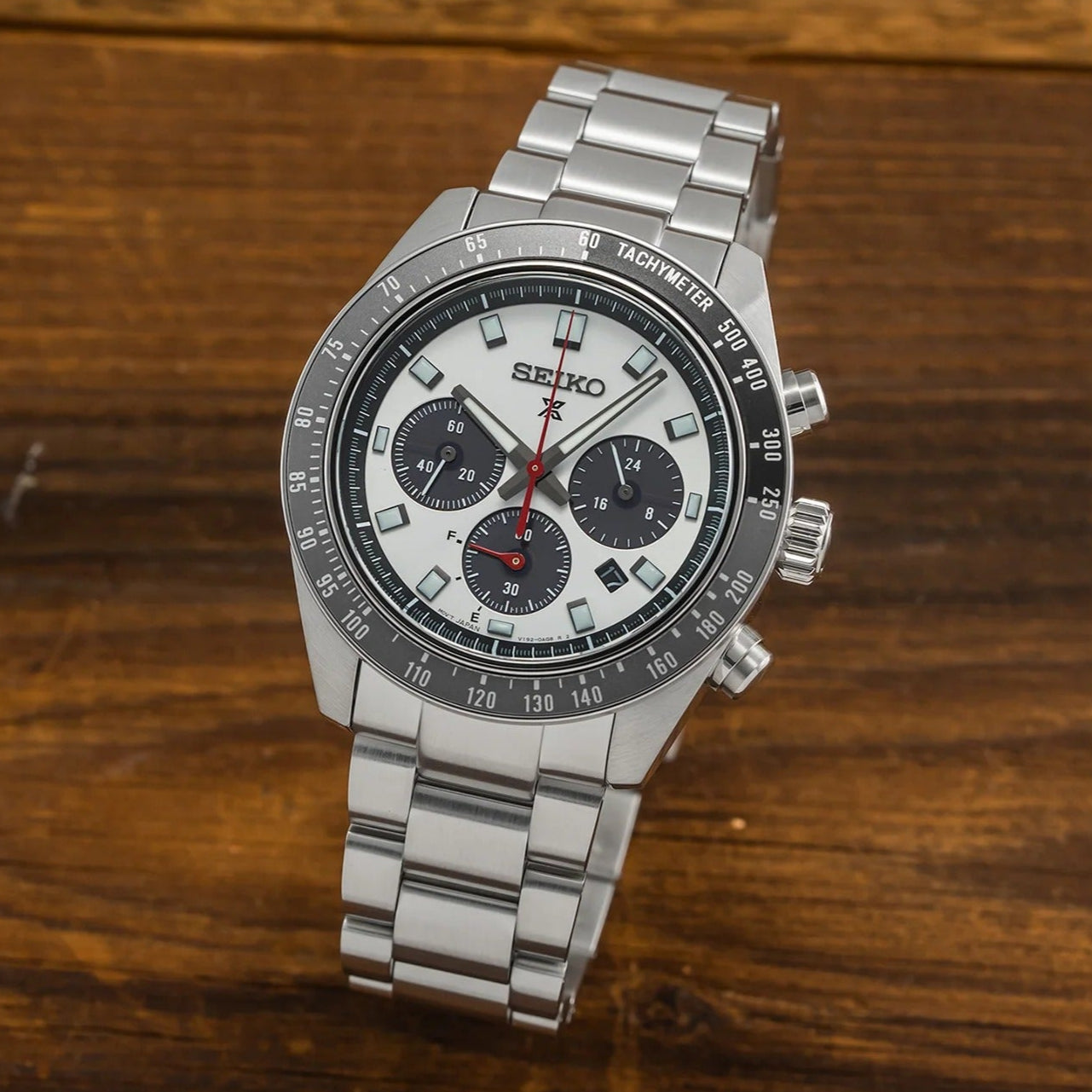 Seiko Prospex Speedtimer Solar Chronograph Silver Dial Silver Steel Strap Watch for Men - SSC911