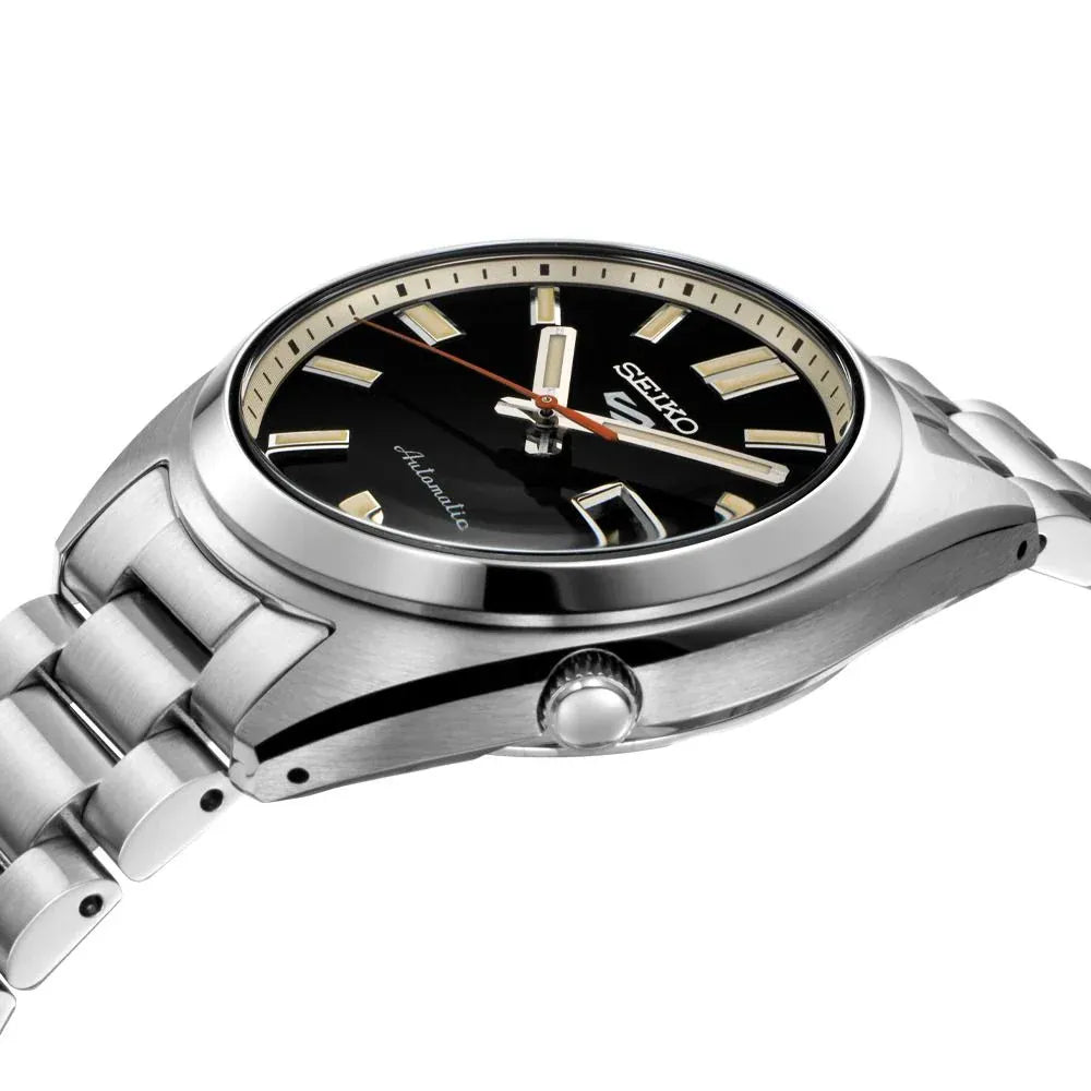 Seiko 5 Sports SNXS Series Automatic Black Dial Silver Steel Strap Watch for Men - SRPK89K1