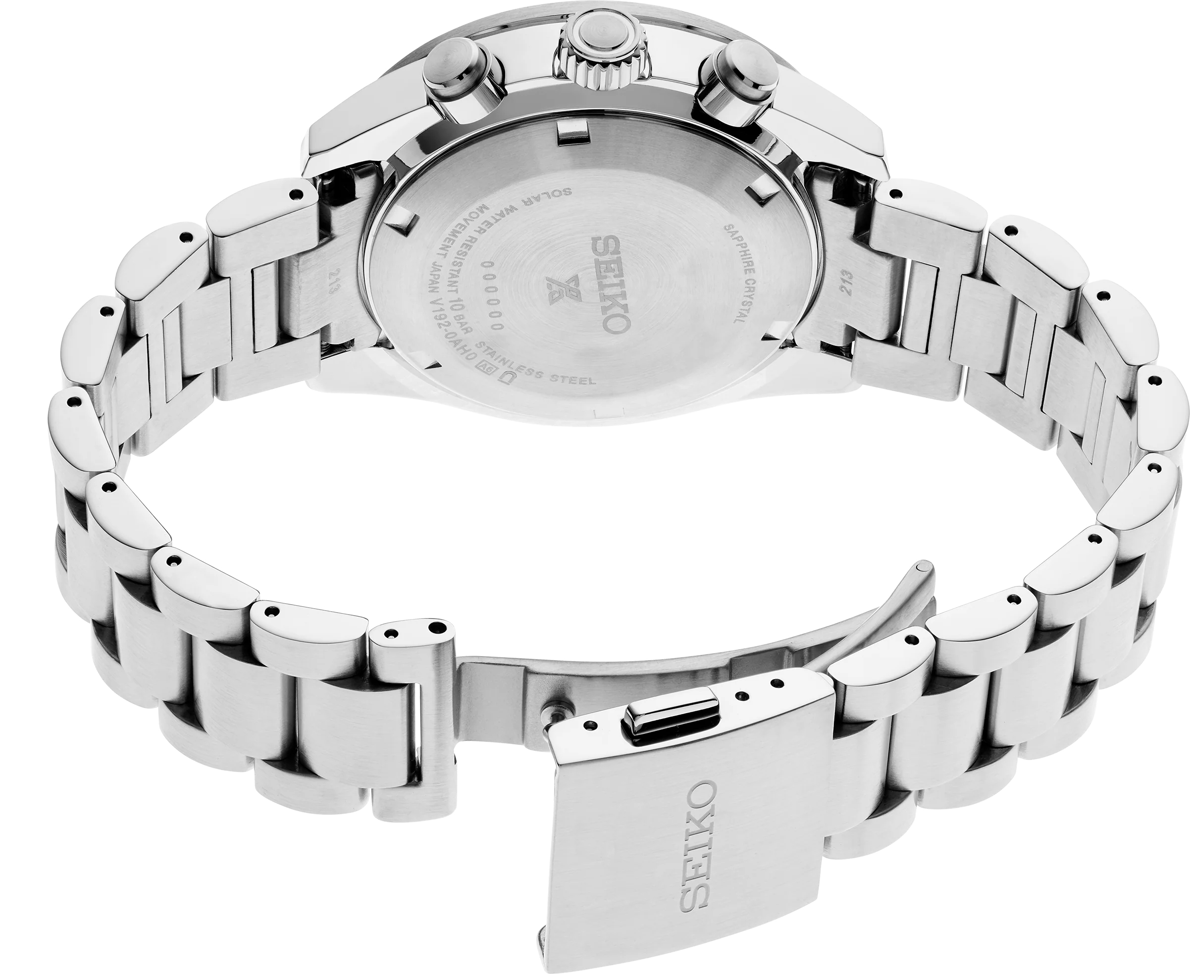 Seiko Prospex Speedtimer Solar Chronograph Black Dial Silver Steel Strap Watch for Men - SSC915