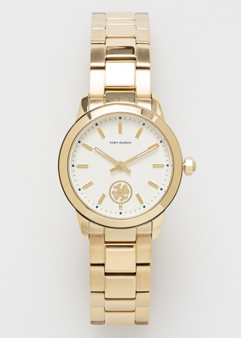 Tory Burch Collins White Dial Gold Steel Strap Watch for Women - TBW1300