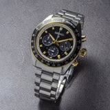 Seiko Prospex Speedtimer Solar Chronograph Black Dial Silver Steel Strap Watch for Men - SSC941