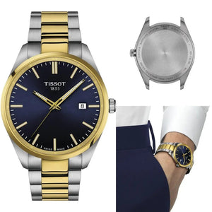 Tissot PR 100 Blue Dial Two Tone Steel Strap Watch for Men - T150.410.22.041.00