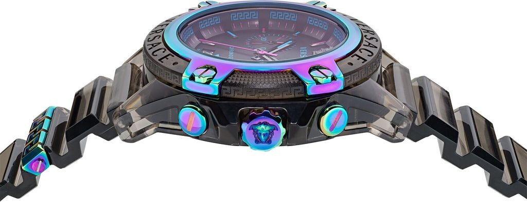 Versace Icon Active Chronograph Black Dial Grey Silicone Strap Watch for Men - VEZ701022