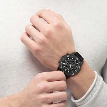 Hugo Boss Admiral Chronograph Black Dial Black Nylon Strap Watch for Men - 1513918