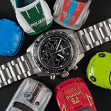 Seiko Prospex Speedtimer Solar Chronograph Black Dial Silver Steel Strap Watch for Men - SSC819