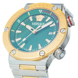 Versace Greca Logo Diver Quartz Green Dial Two Tone Steel Strap Watch for Men - VE8G00524