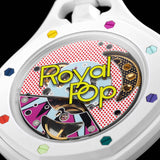 Swatch Royal Pop White Dial White Leather Strap Watch for Men - Huit Blanc