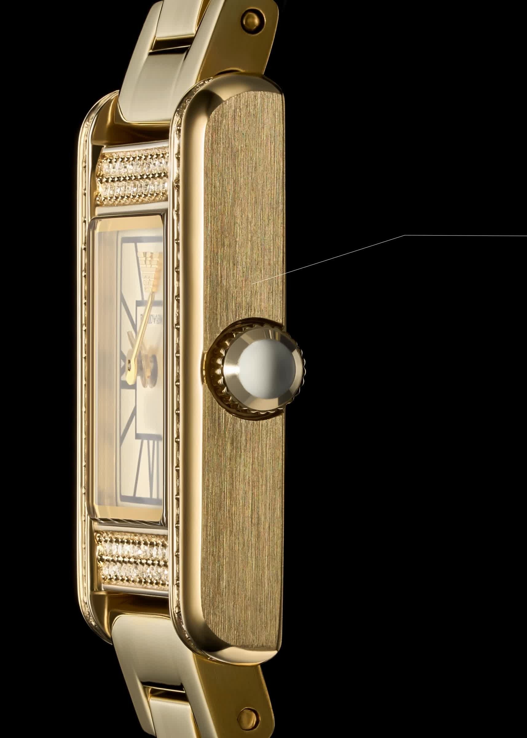 Emporio Armani Genni Crystals Mother of Pearl Dial Gold Steel Strap Watch for Women - AR11659