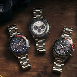 Seiko Prospex Speedtimer Solar Chronograph Blue Dial Silver Steel Strap Watch for Men - SSC913