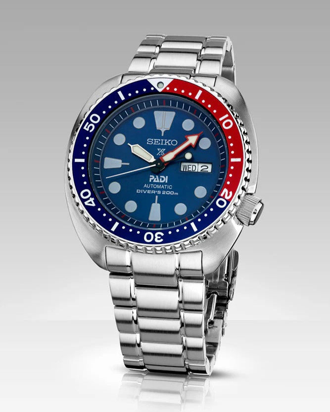Seiko Prospex PADI Special Edition Automatic Blue Dial Silver Steel Strap Watch for Men - SRPE99