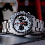 Seiko Prospex Speedtimer Solar Chronograph Silver Dial Silver Steel Strap Watch for Men - SSC911