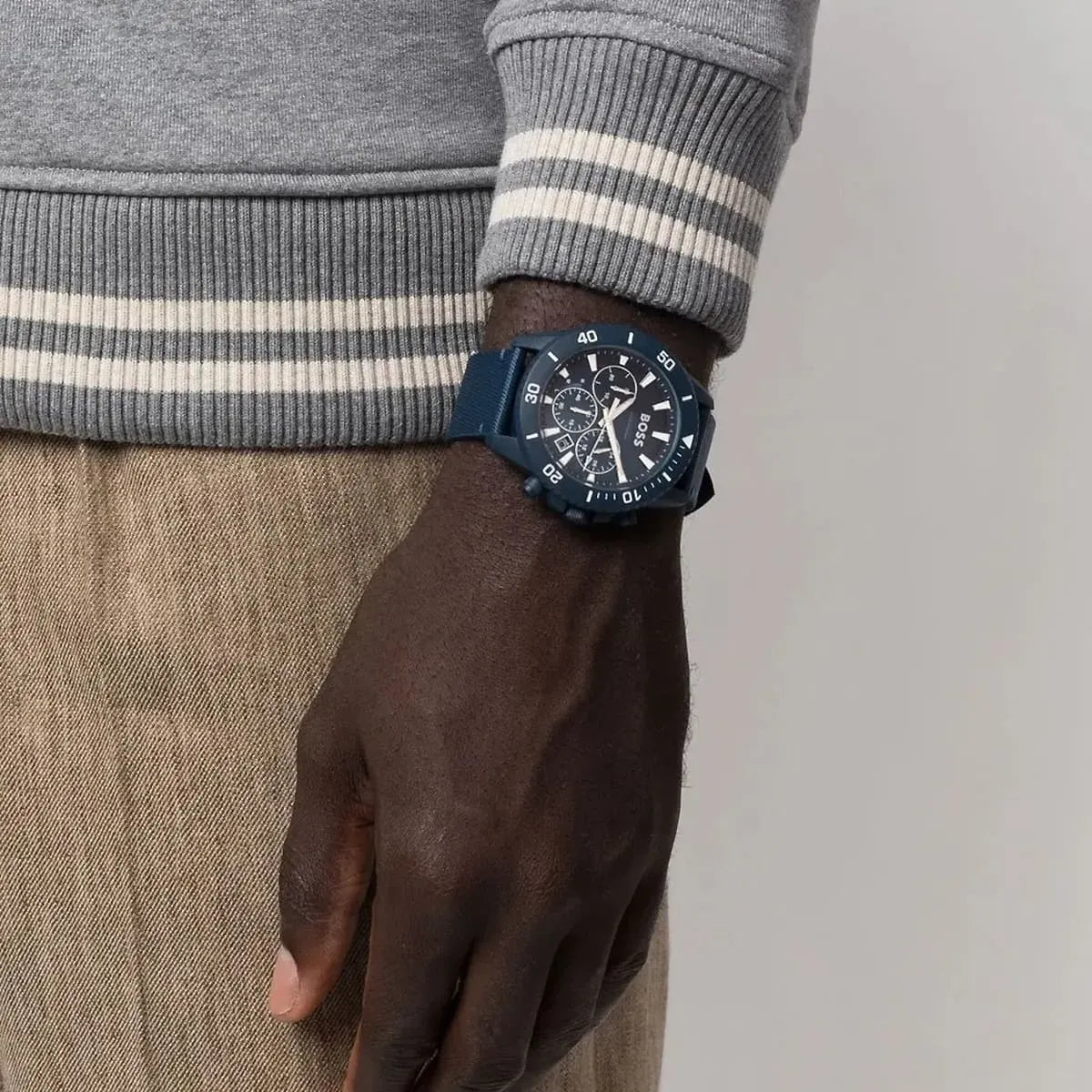 Hugo Boss Admiral Chronograph Blue Dial Blue Nylon Strap Watch for Men - 1513919