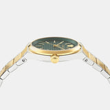 Versace V-Auria Quartz Green Dial Two Tone Steel Strap Watch for Men - VE0F00425