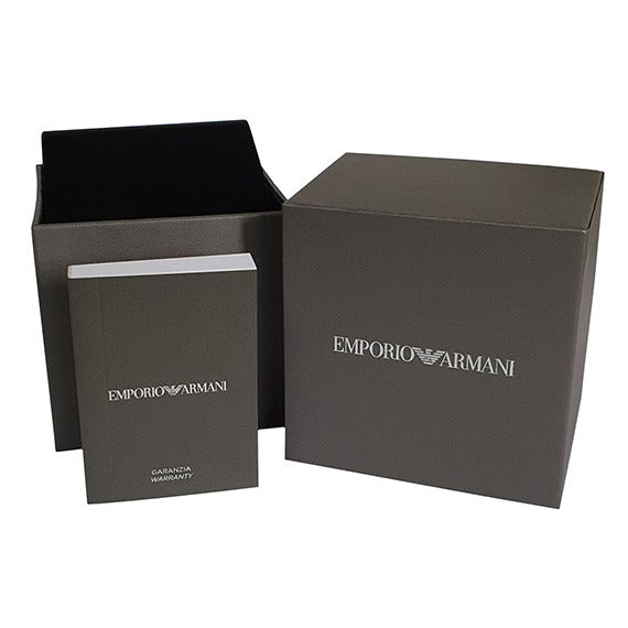 Emporio Armani Racer Chronograph Silver Dial Black Leather Strap Watch for Men - AR11677