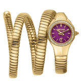 Just Cavalli Vita Purple Dial Gold Steel Strap Watch for Women - JC1L355M0035