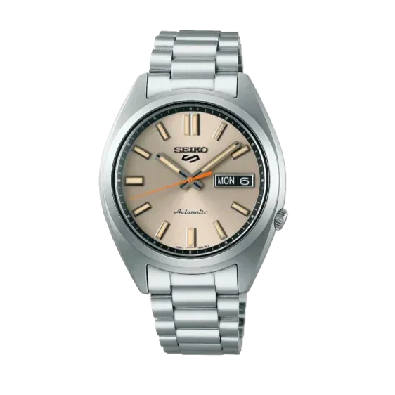 Seiko 5 Sports SNXS Series Automatic Beige Dial Silver Steel Strap Watch for Men - SRPK91K1