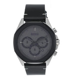 Hugo Boss Cloud Chronograph Grey Dial Black Leather Strap Watch for Men - 1514014