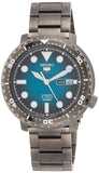 Seiko 5 Sports Automatic Turquoise Dial Grey Steel Strap Watch for Men - SRPC65J1
