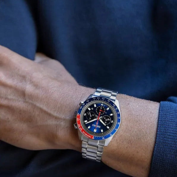 Seiko Prospex Speedtimer Solar Chronograph Blue Dial Silver Steel Strap Watch for Men - SSC913