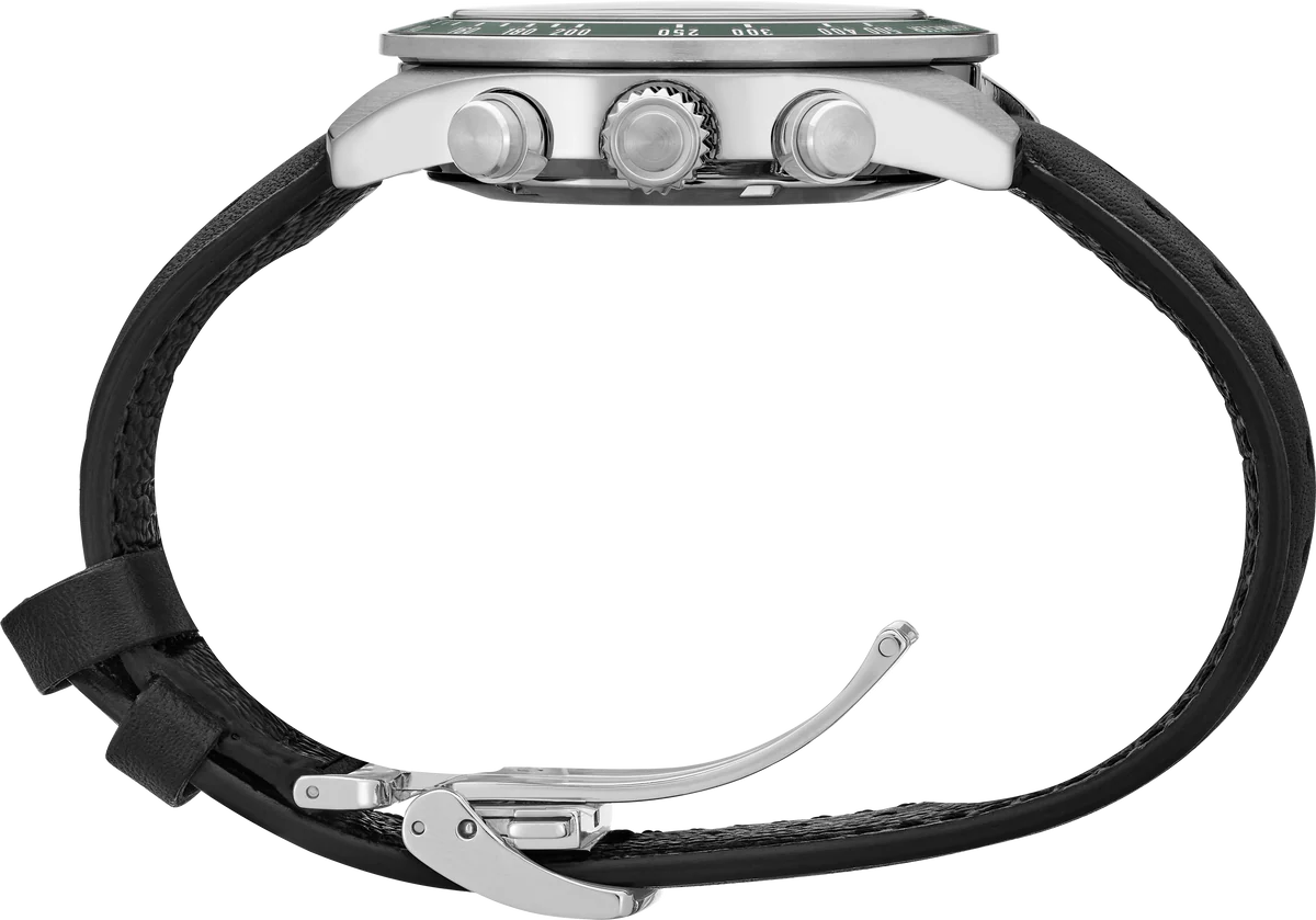 Seiko Prospex Speedtimer Solar Chronograph Ivory Dial Black Leather Strap Watch for Men - SSC943