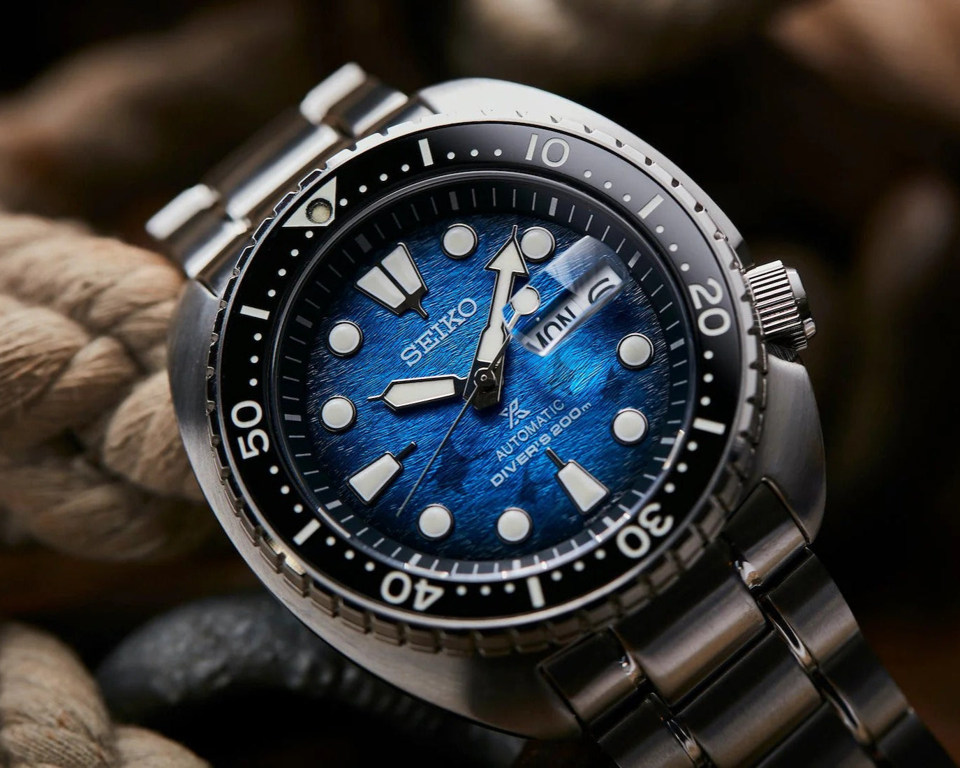 Seiko Prospex US Special Edition Automatic Blue Dial Silver Steel Strap Watch for Men - SRPH59