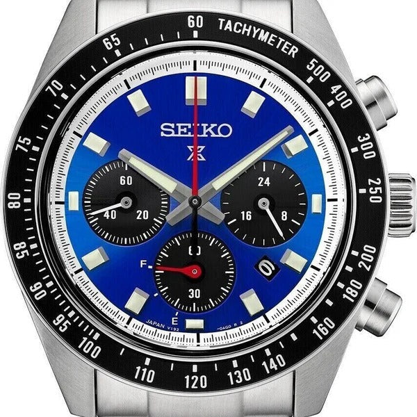 Seiko Speedtimer Solar US Special Edition Blue Dial Silver Steel Strap Watch for Men - SSC931