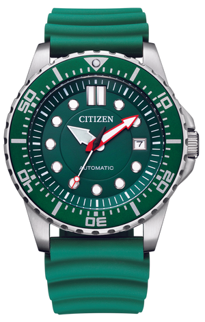 Citizen Mechanical Automatic Green Dial Green Rubber Strap Watch for Men - NJ0129-10X