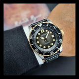 Citizen Mechanical Automatic Black Dial Black Leather Strap Watch for Men - NJ0176-10E