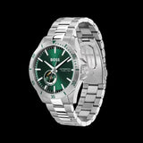 Hugo Boss Troper Automatic Chronograph Green Dial Silver Steel Strap Watch for Men - 1514200