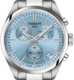 Tissot PR 100 Chronograph Light Blue Dial Silver Steel Strap Watch for Men - T150.417.11.351.00