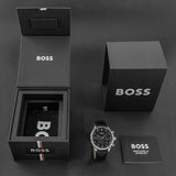 Hugo Boss Gregor Chronograph Black Dial Black Leather Strap Watch for Men - 1514049
