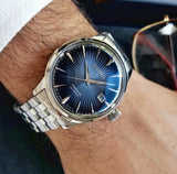 Seiko Presage Cocktail Time Automatic Blue Dial Silver Steel Strap Watch for Men - SRPB41J1
