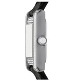 Emporio Armani Classic Crystals Silver Dial Black Leather Strap Watch for Women - AR11660