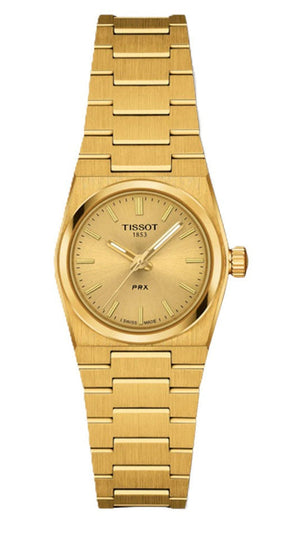 Tissot PRX 25mm Gold DIal Gold Steel Strap Watch for Women - T137.010.33.021.00