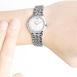 Emporio Armani Alpha Mother of Pearl Dial Silver Steel Strap Watch for Women - AR1803