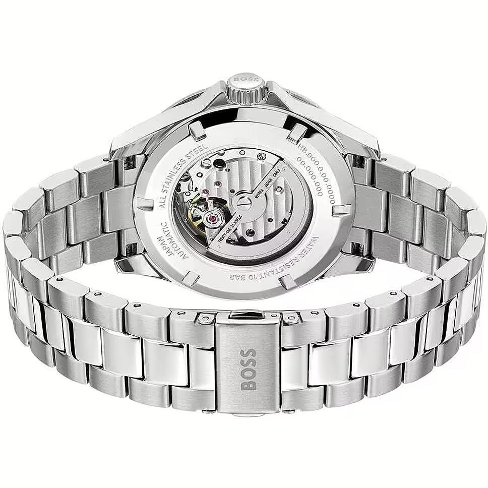 Hugo Boss Troper Automatic Chronograph Green Dial Silver Steel Strap Watch for Men - 1514200