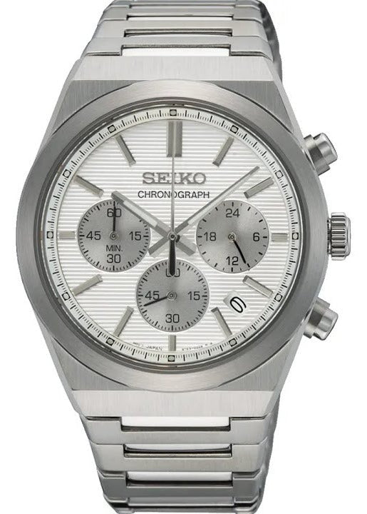 Seiko Conceptual Chronograph White Dial Silver Steel Strap Watch for Men - SSB451P1