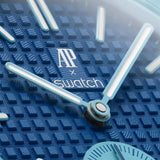 Swatch Royal Pop Blue Dial Blue Leather Strap Watch for Men - Lan Ba
