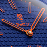 Swatch Royal Pop Blue Dial Blue Leather Strap Watch for Men - Orenji Hachi