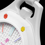 Swatch Royal Pop White Dial White Leather Strap Watch for Men - Huit Blanc
