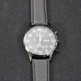 Hugo Boss Aeroliner Chronograph Black Dial Black Leather Strap Watch for Men - 1512567