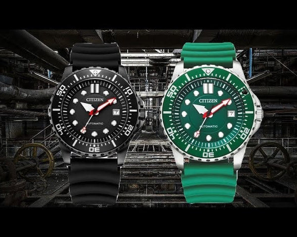 Citizen Mechanical Automatic Green Dial Green Rubber Strap Watch for Men - NJ0129-10X