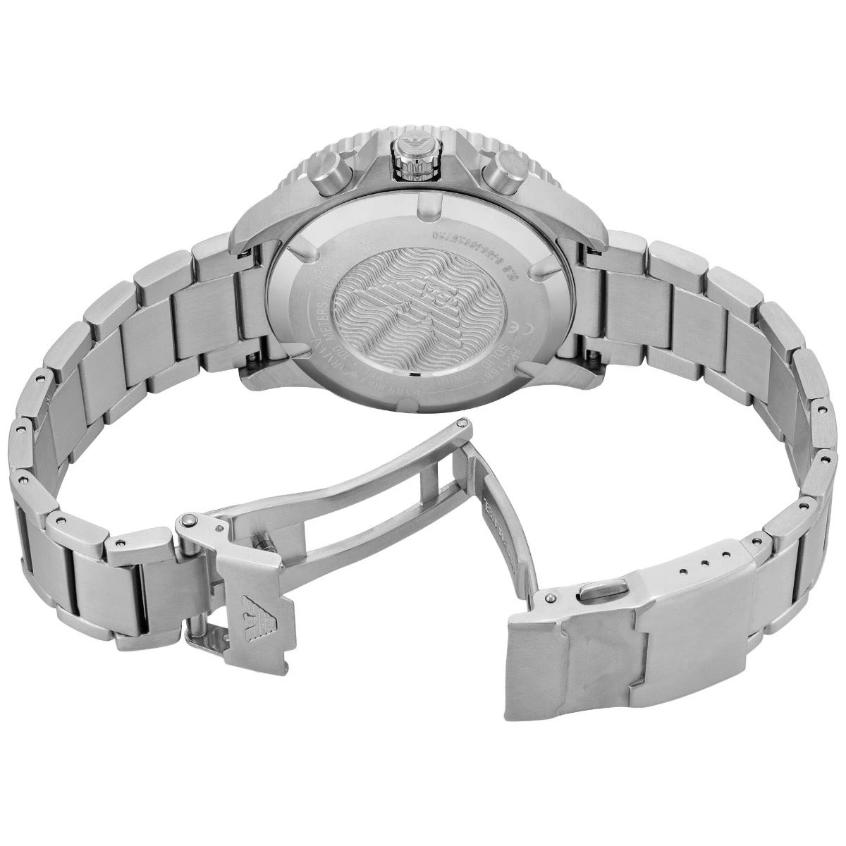 Emporio Armani World Explorer Chronograph Blue Dial Silver Steel Strap Watch for Men - AR11681