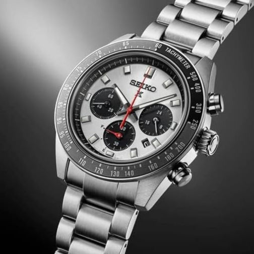 Seiko Prospex Speedtimer Solar Chronograph Silver Dial Silver Steel Strap Watch for Men - SSC911