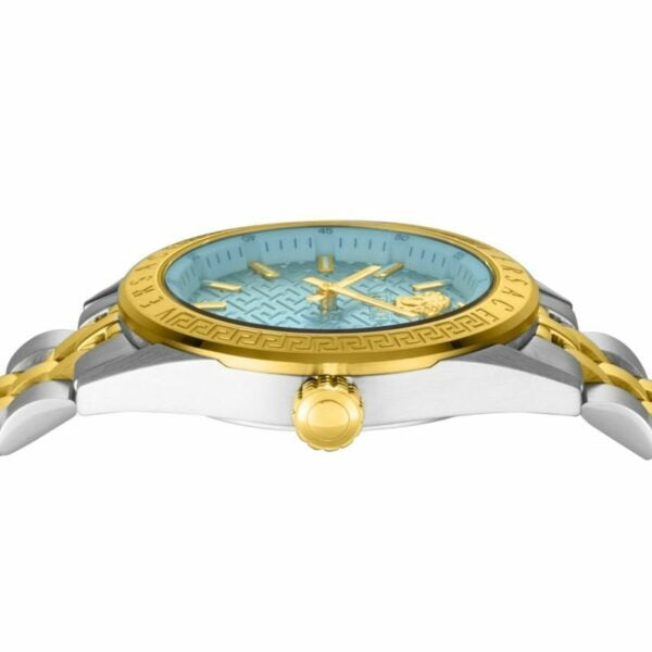 Versace V-Code Analog Turquoise Dial Two Tone Steel Strap Watch for Women - VE8I00524