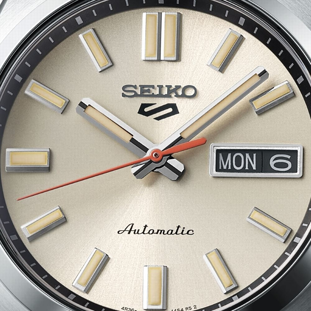 Seiko 5 Sports SNXS Series Automatic Beige Dial Silver Steel Strap Watch for Men - SRPK91K1